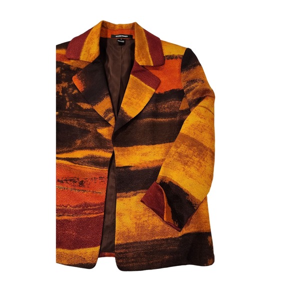 EllenTracy Silk & Wool Open Blazer  Sz 8 VTG 90s All Seasons Serengeti Sunset - Picture 3 of 12